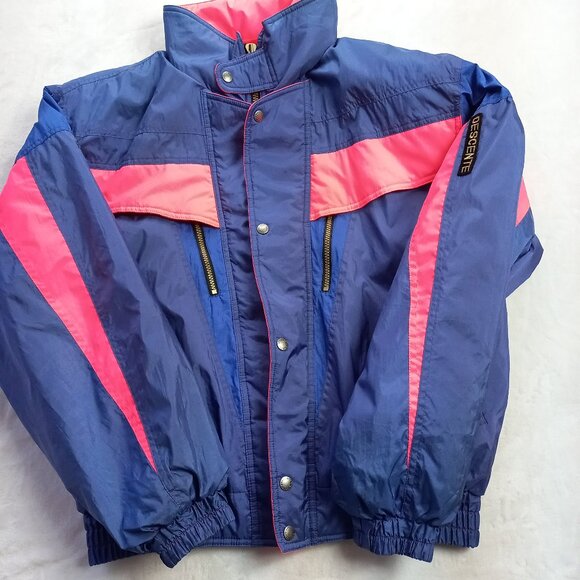 Vintage 80s Descente Women Neon Winter Ski Jacket Coat (L) - Picture 6 of 9